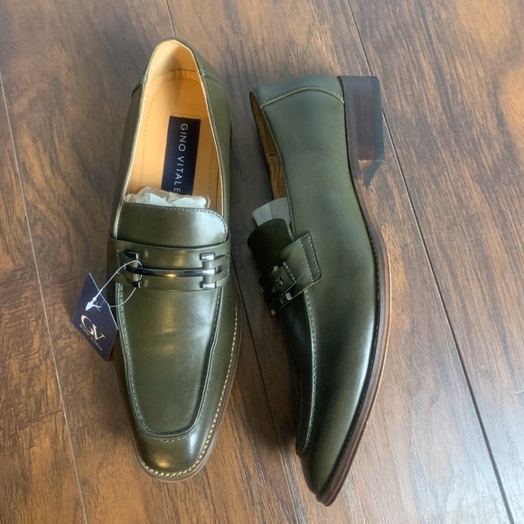 NEW OLIVE GREEN GINO VITALE SLIP-ON SHOES - Picture 5 of 7